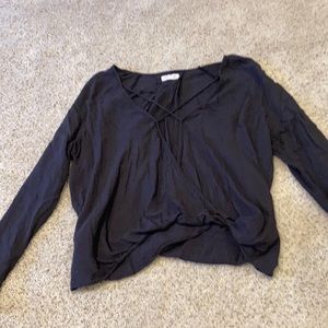 Urban Outfitters Black Criss Cross V-Neck